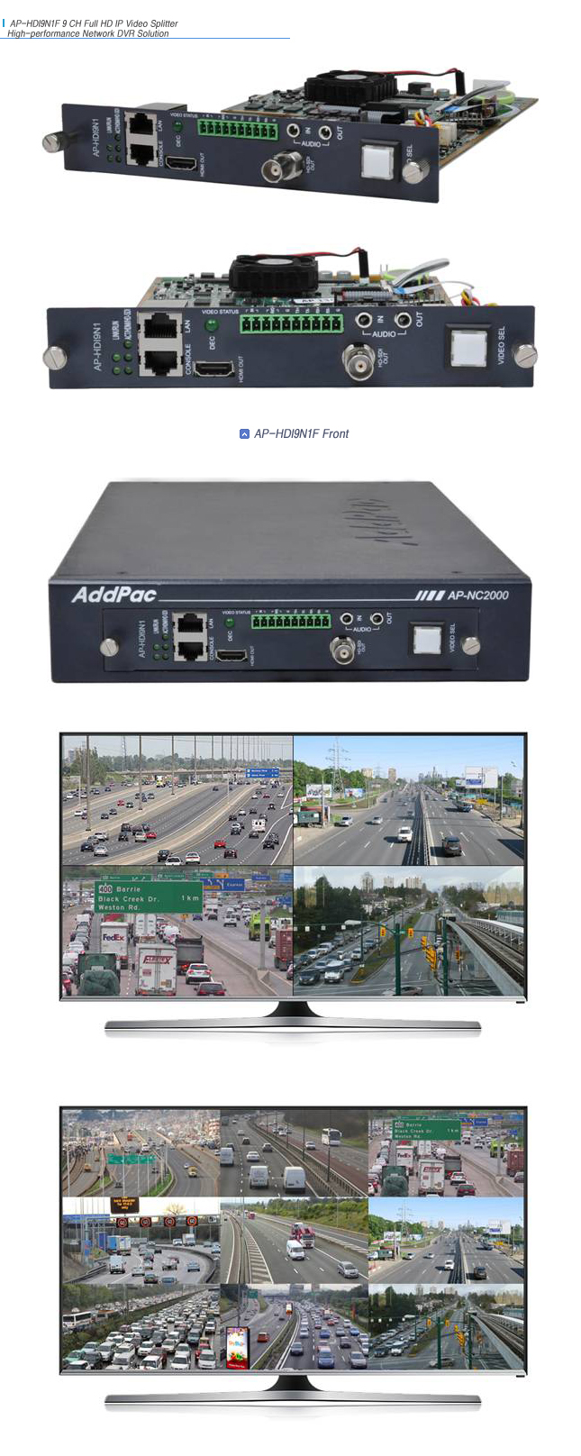 AP-HDI9N1F Nine(9) Channel Full HD IP Video Splitter | AddPac