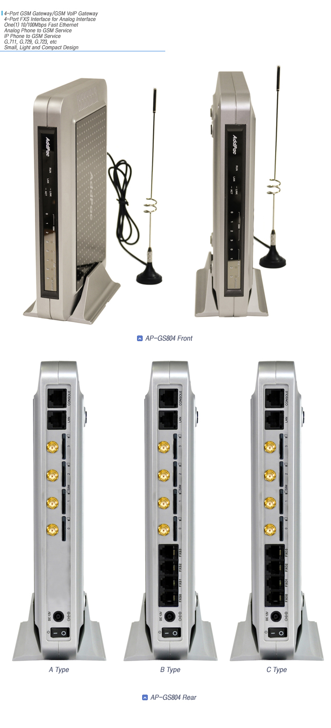 AP-GS804 GSM SOHO Gateway   | AddPac