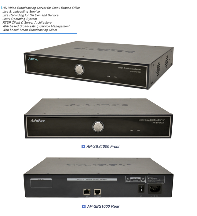 AP-SBS1000 HD Video Broadcasting Server  | AddPac