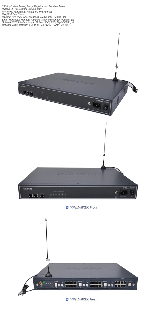 IPNext-MX250  ̺긮 IP-PBX  | AddPac