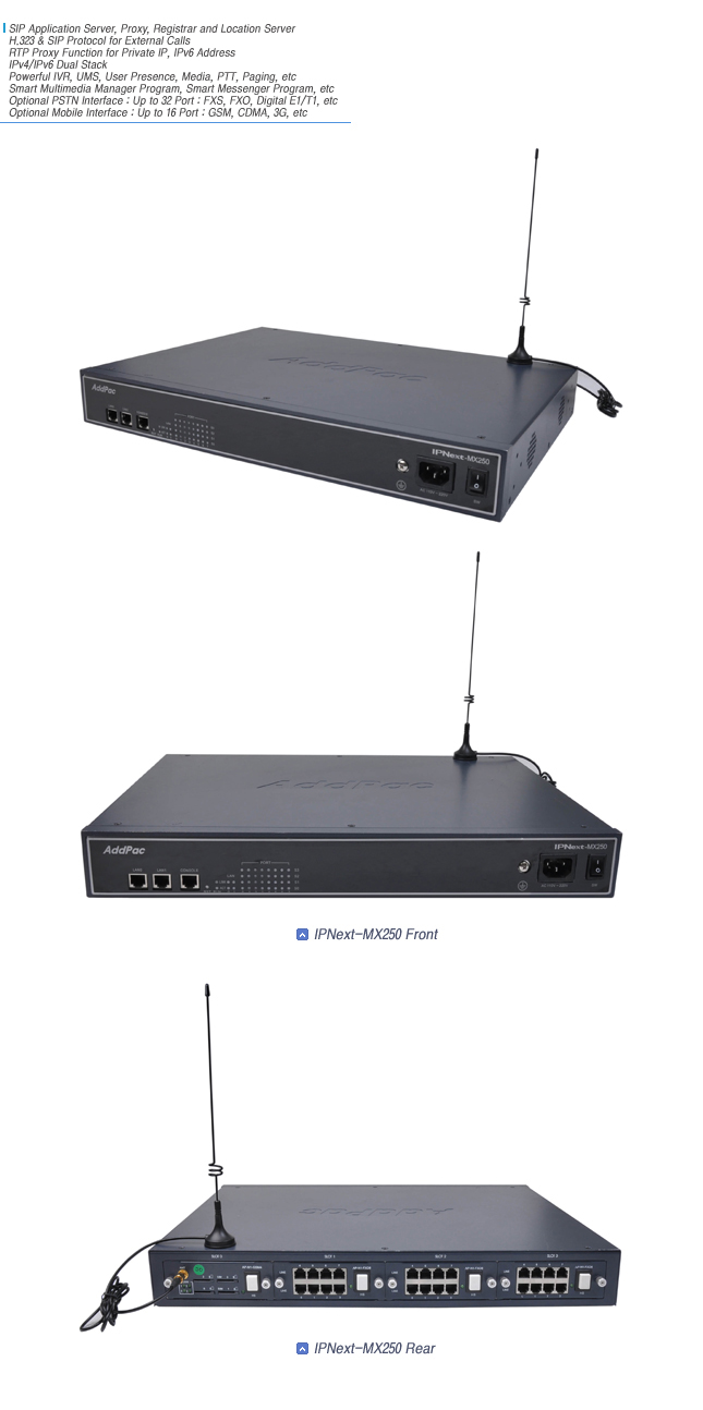 IPNext-MX250 Mobile Hybrid IP-PBX  | AddPac